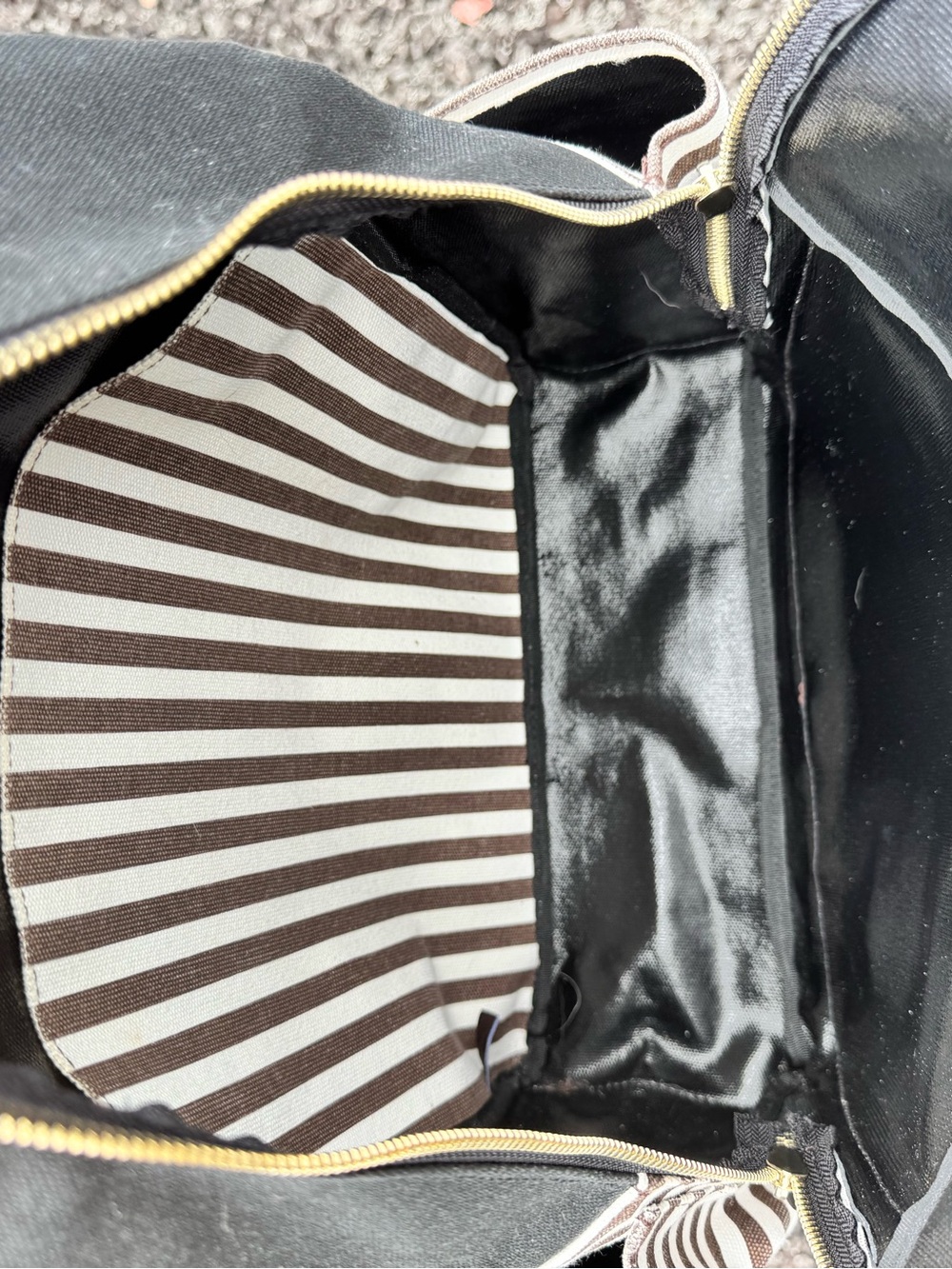 Henri Bendel Brown & White Stripe Backpack Diaper Bag Travel Bag - Picture 9 of 11